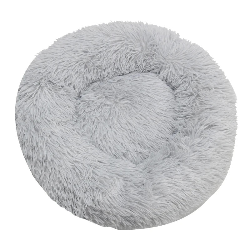 Round Plush Dog & Cat Bed – Washable, Warm & Cozy Pet Sofa