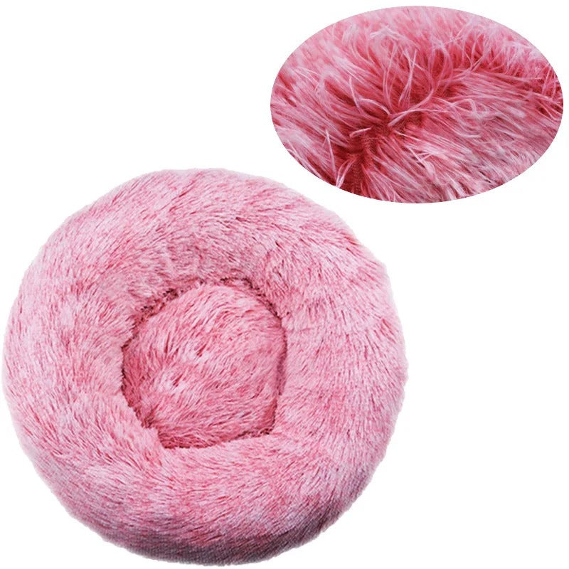 Round Plush Dog & Cat Bed – Washable, Warm & Cozy Pet Sofa