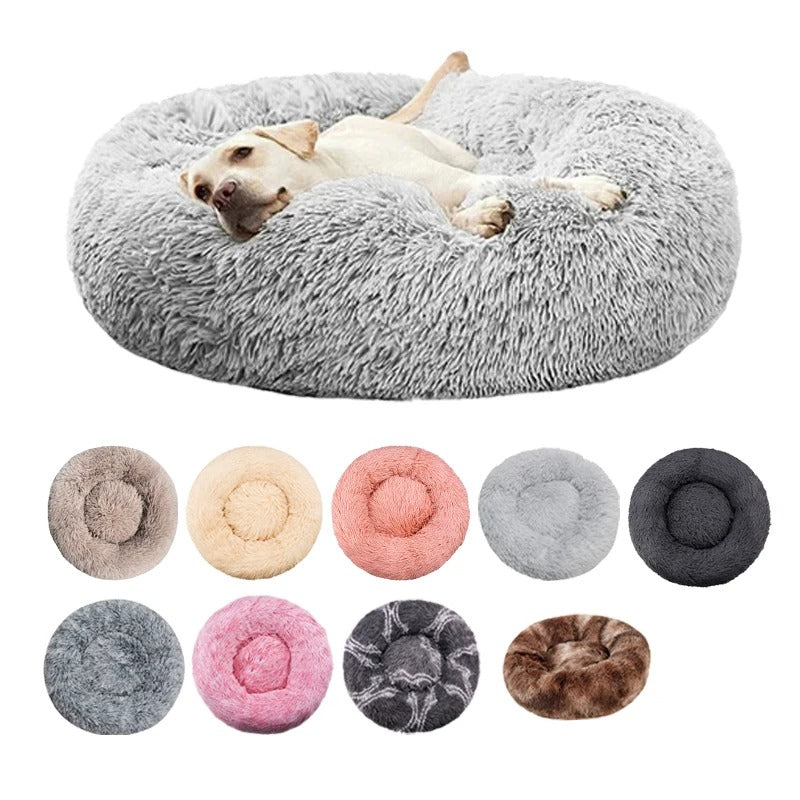Round Plush Dog & Cat Bed – Washable, Warm & Cozy Pet Sofa