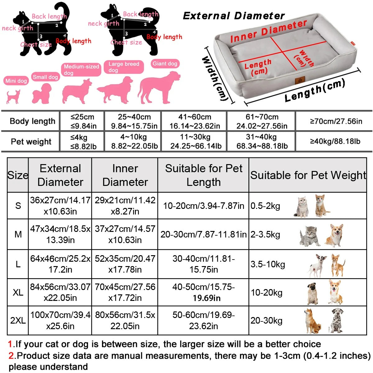 Four Season Square Dog Bed Waterproof, Bite Resistant & Cozy Pet Sofa for Large Dogs & Cats