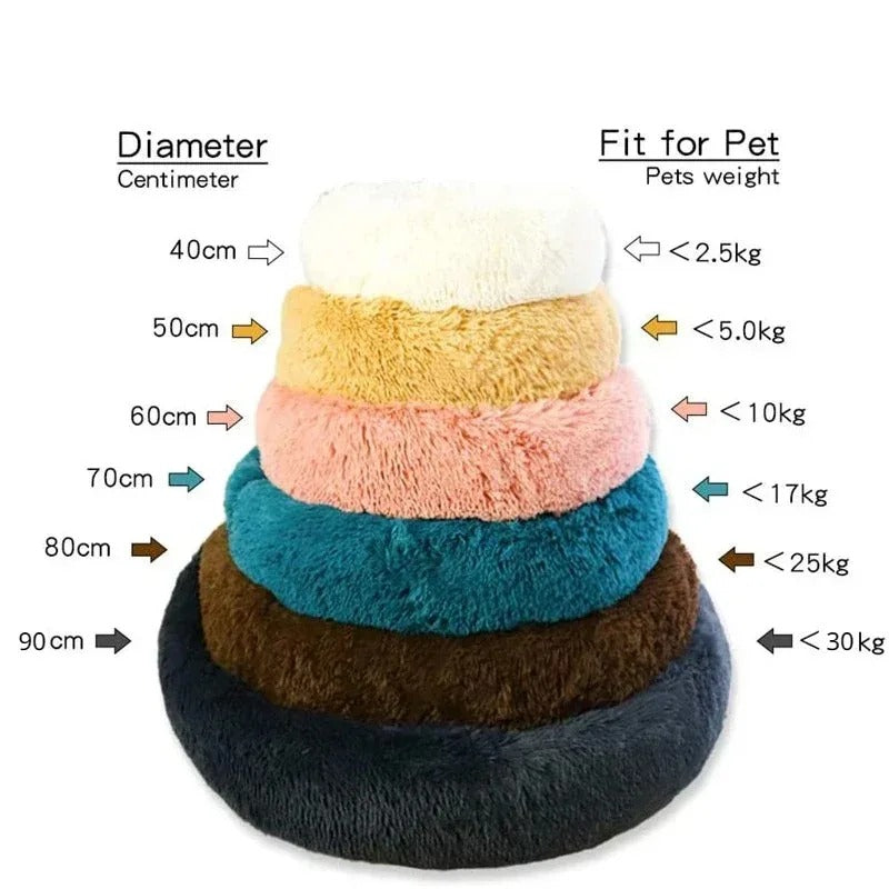 Round Plush Dog & Cat Bed – Washable, Warm & Cozy Pet Sofa
