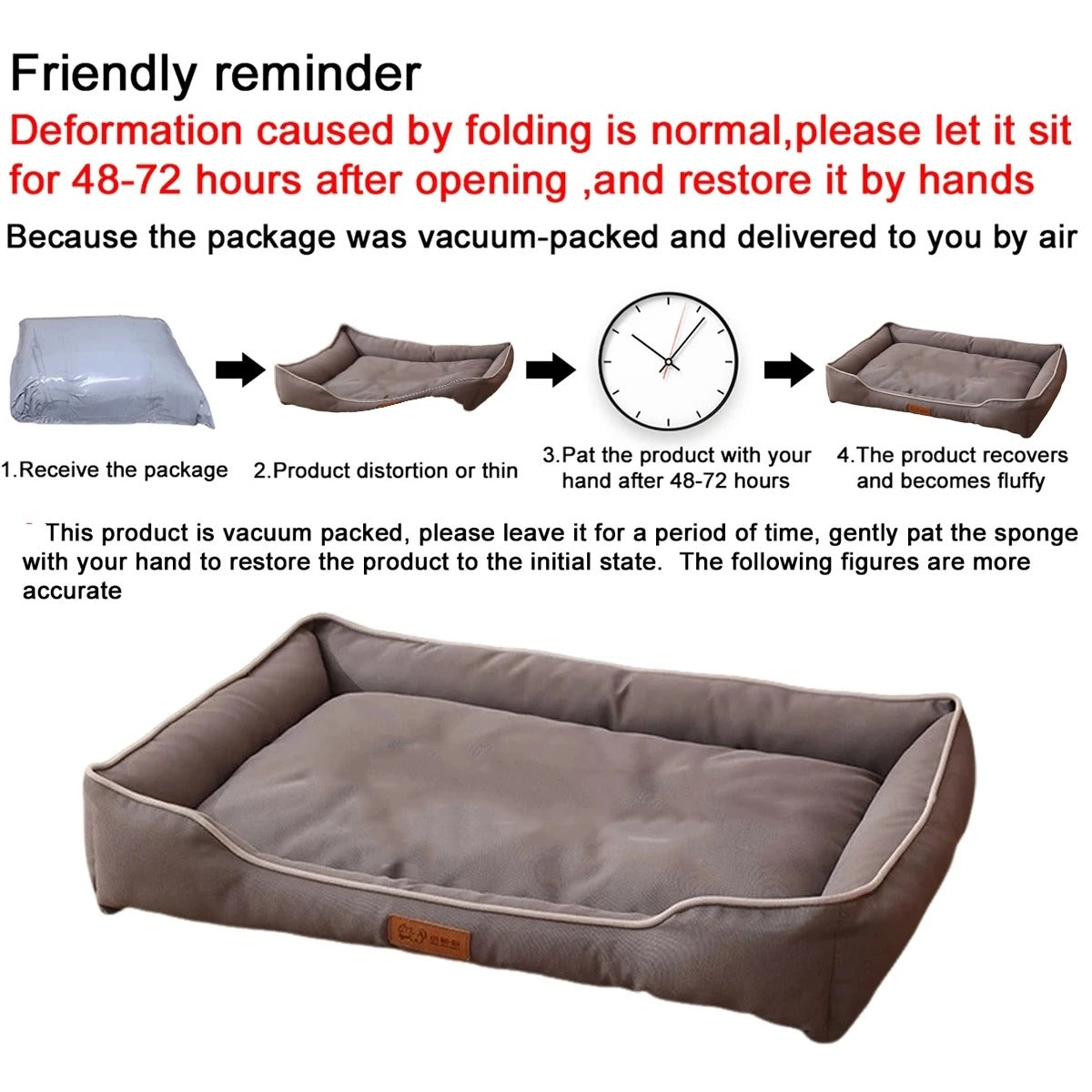 Four Season Square Dog Bed Waterproof, Bite Resistant & Cozy Pet Sofa for Large Dogs & Cats